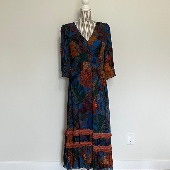 FARM Rio Vibrant Blue and Orange Maxi Dress - Picture 2 of 12